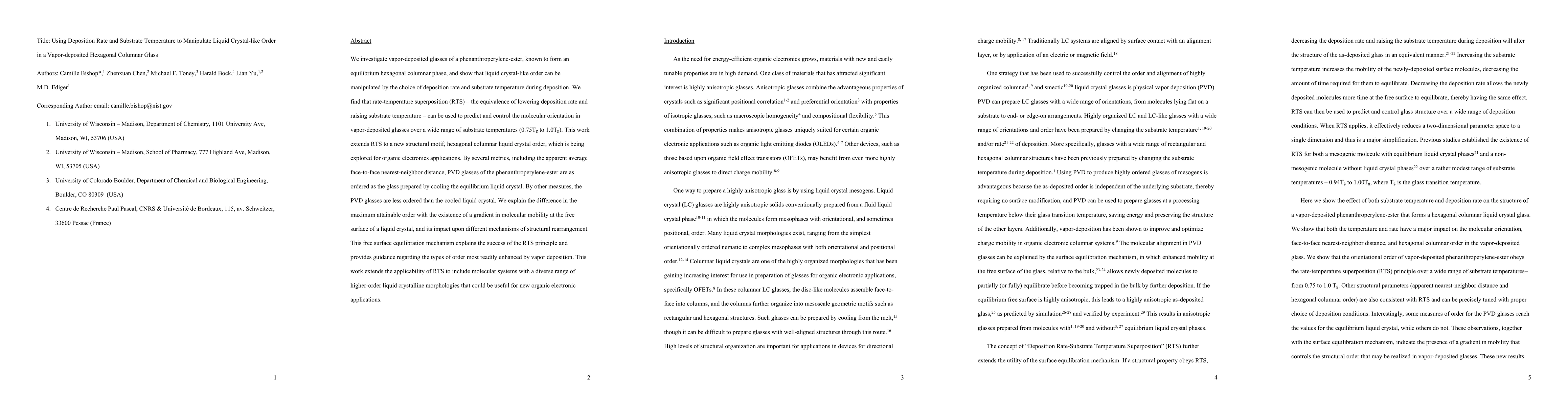 Thumbnail for Using Deposition Rate and Substrate Temperature to Manipulate Liquid Crystal-like Order in a Vapor-deposited Hexagonal Columnar Glass