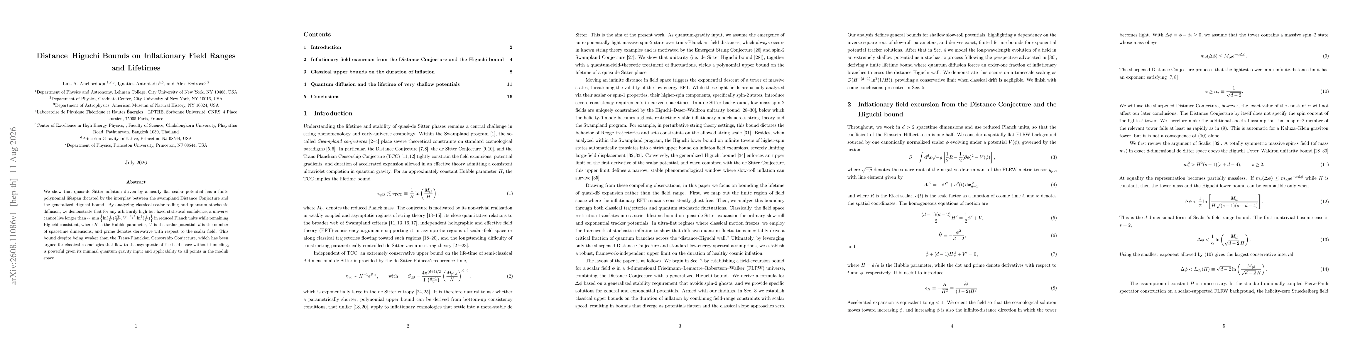 Thumbnail for Distance-Higuchi Bounds on Inflationary Field Ranges and Lifetimes