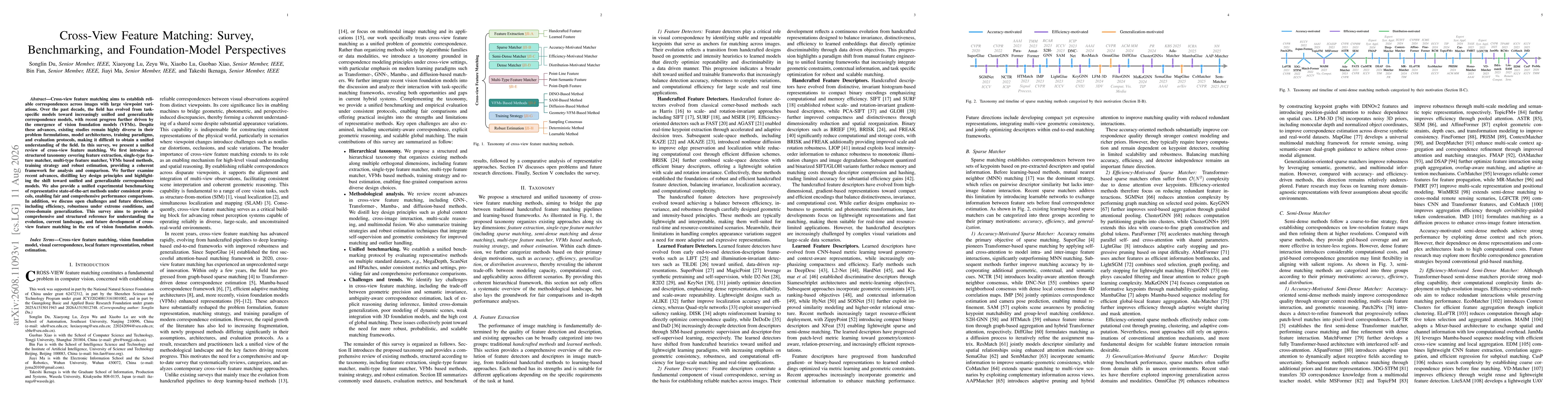Thumbnail for Cross-View Feature Matching: Survey, Benchmarking, and Foundation-Model Perspectives