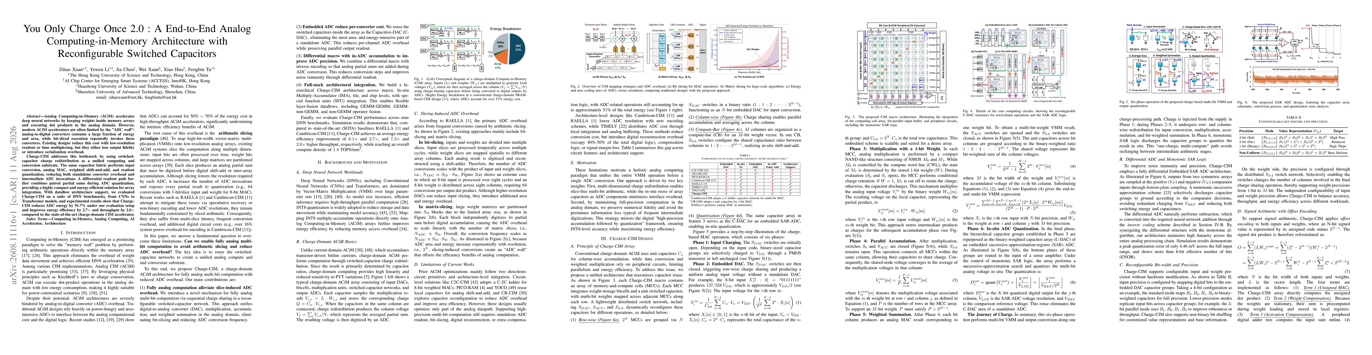 Thumbnail for You Only Charge Once 2.0 : A End-to-End Analog Computing-in-Memory Architecture with Reconfigurable Switched Capacitors