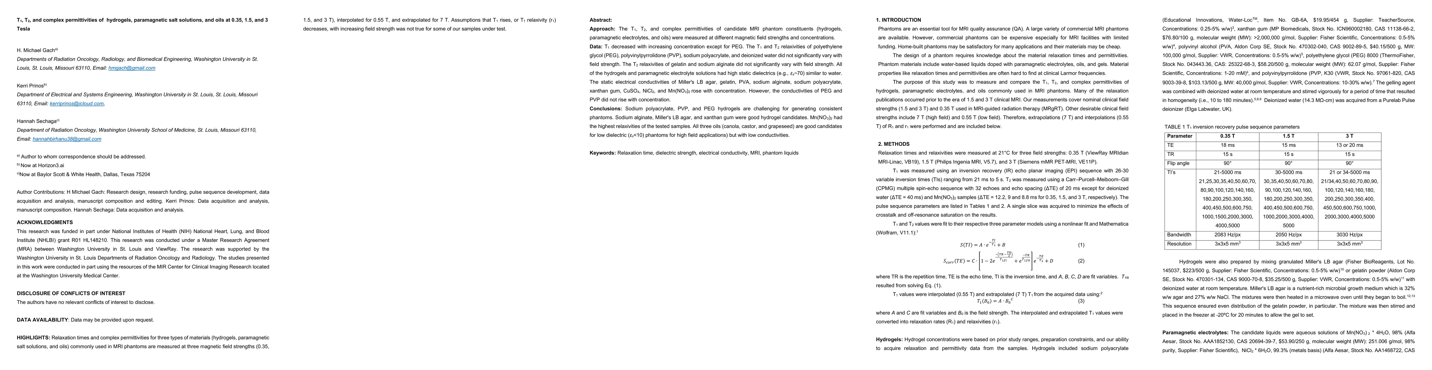 Thumbnail for T1, T2, and complex permittivities of hydrogels, paramagnetic salt solutions, and oils at 0.35, 1.5, and 3 Tesla