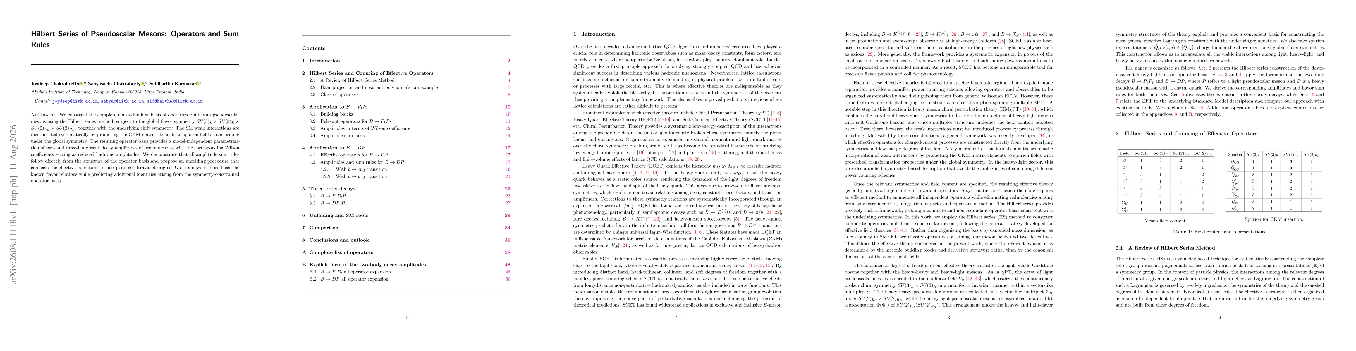 Thumbnail for Hilbert Series of Pseudoscalar Mesons: Operators and Sum Rules