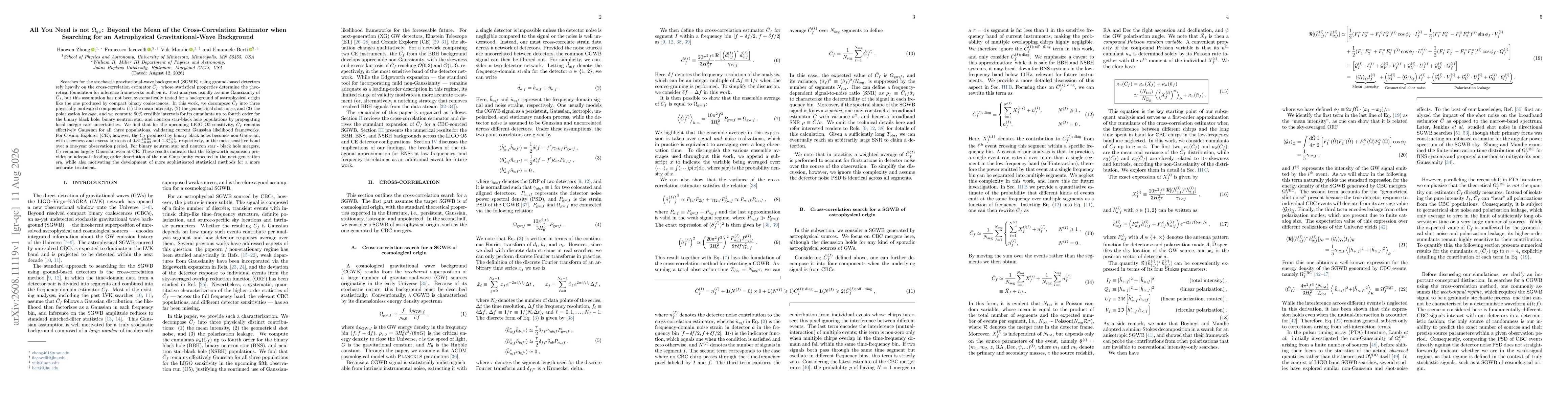 Thumbnail for All You Need is not $Ω_\mathrm{gw}$: Beyond the Mean of the Cross-Correlation Estimator when Searching for an Astrophysical Gravitational-Wave Background