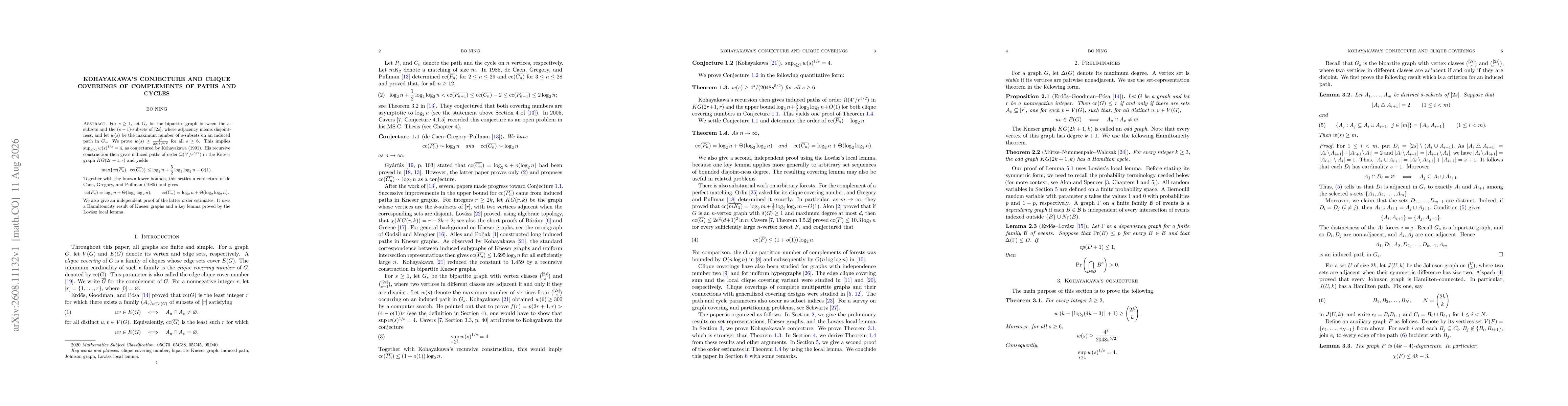 Thumbnail for Kohayakawa's conjecture and clique coverings of complements of paths and cycles