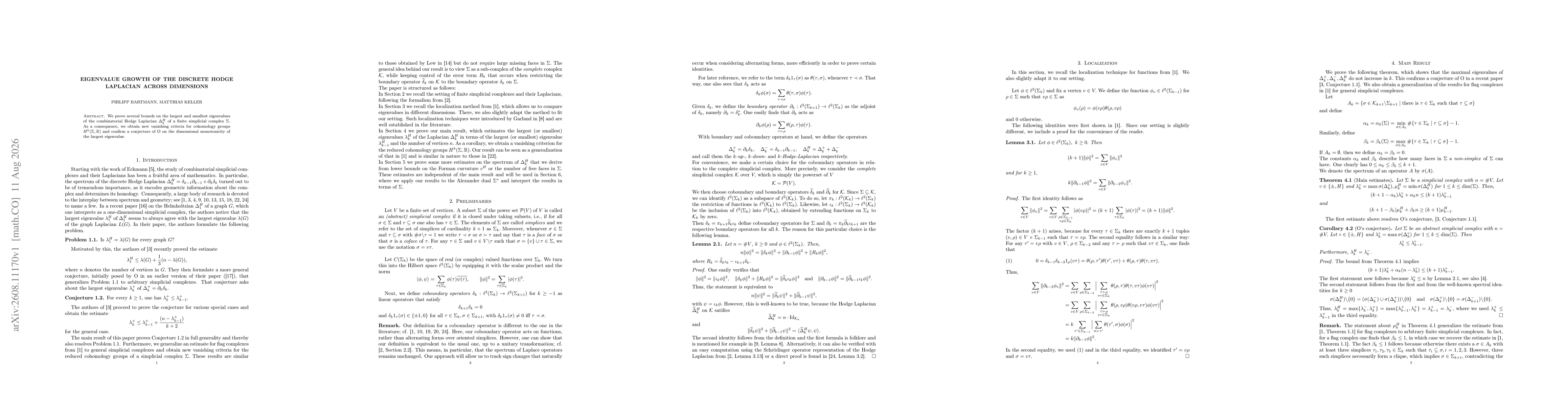 Thumbnail for Eigenvalue growth of the discrete Hodge Laplacian across dimensions