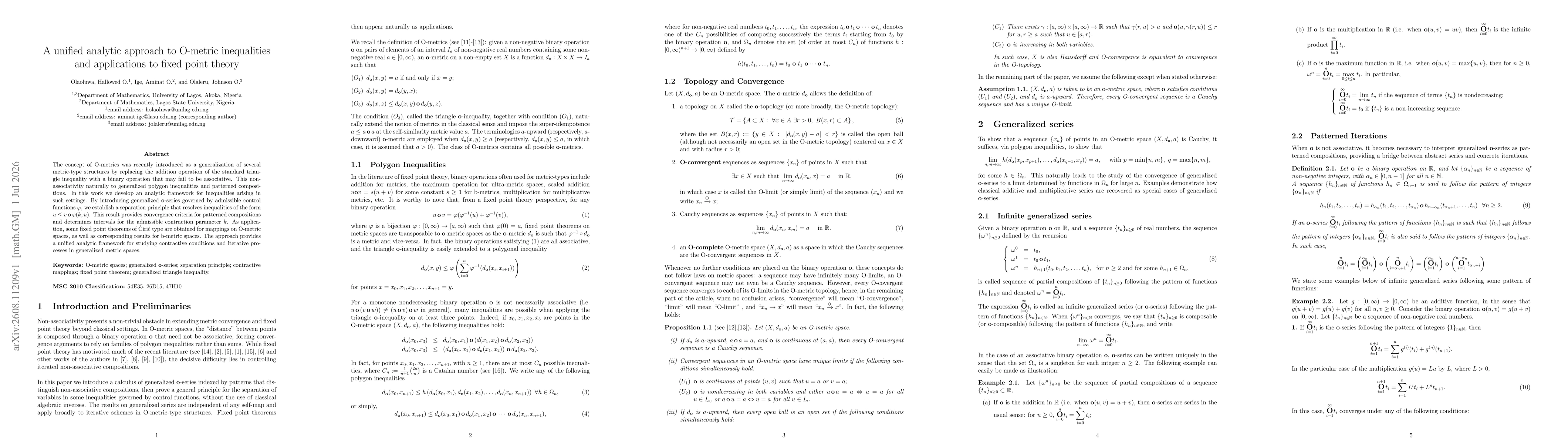 Thumbnail for A unified analytic approach to O-metric inequalities and applications to fixed point theory