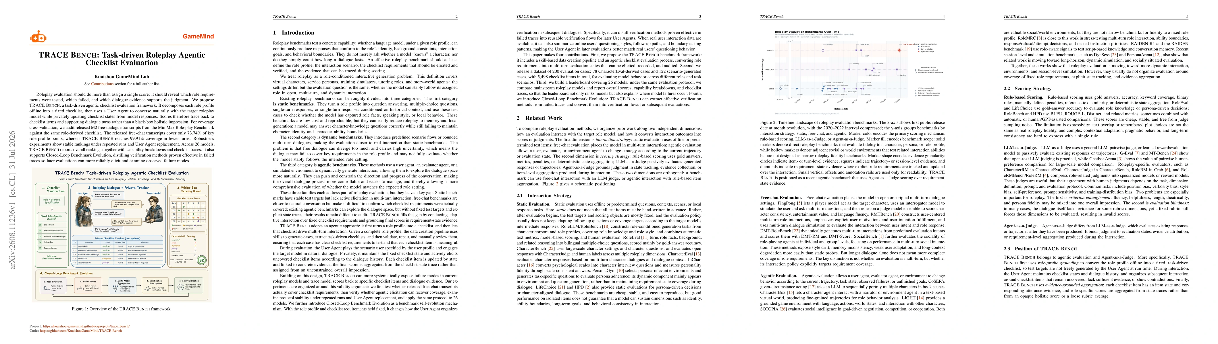 Thumbnail for TRACE Bench: Task-driven Roleplay Agentic Checklist Evaluation