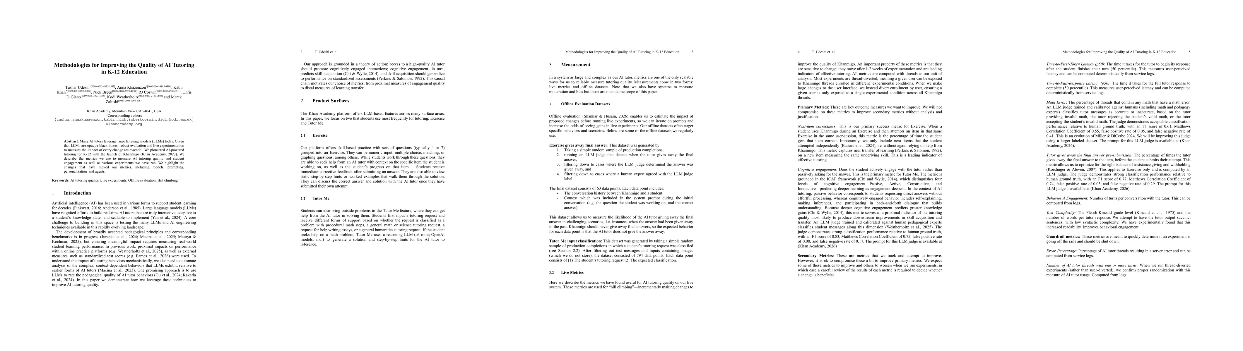 Thumbnail for Methodologies for Improving the Quality of AI Tutoring in K-12 Education