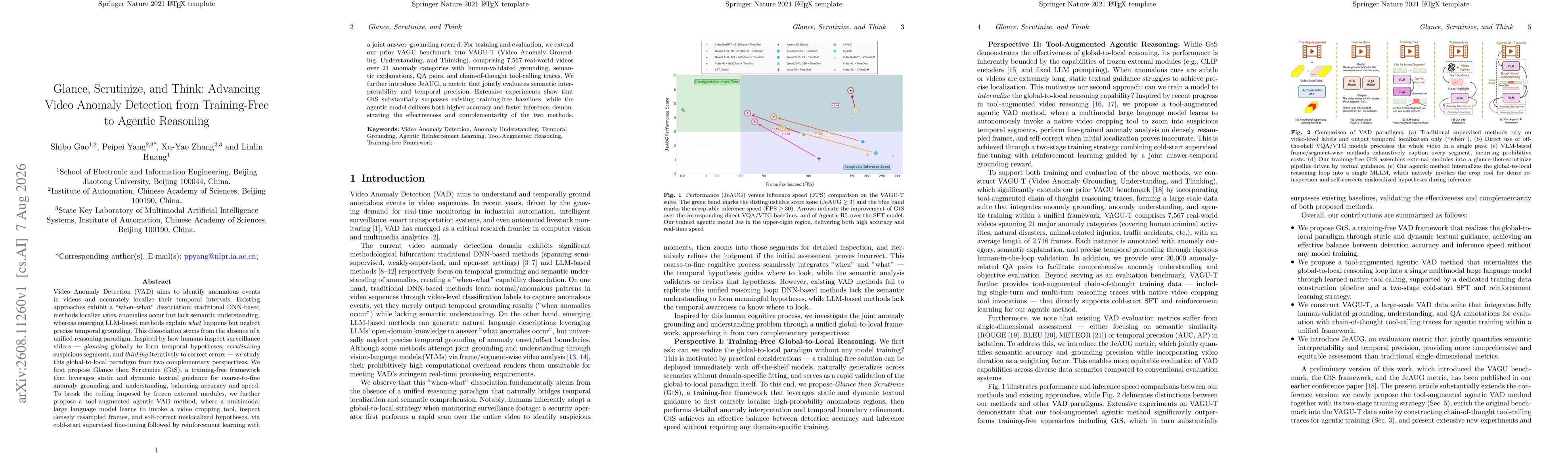 Thumbnail for Glance, Scrutinize, and Think: Advancing Video Anomaly Detection from Training-Free to Agentic Reasoning
