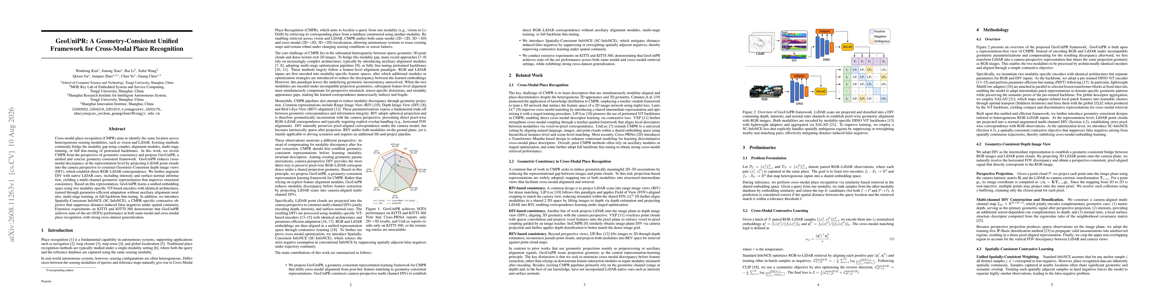 Thumbnail for GeoUniPR: A Geometry-Consistent Unified Framework for Cross-Modal Place Recognition