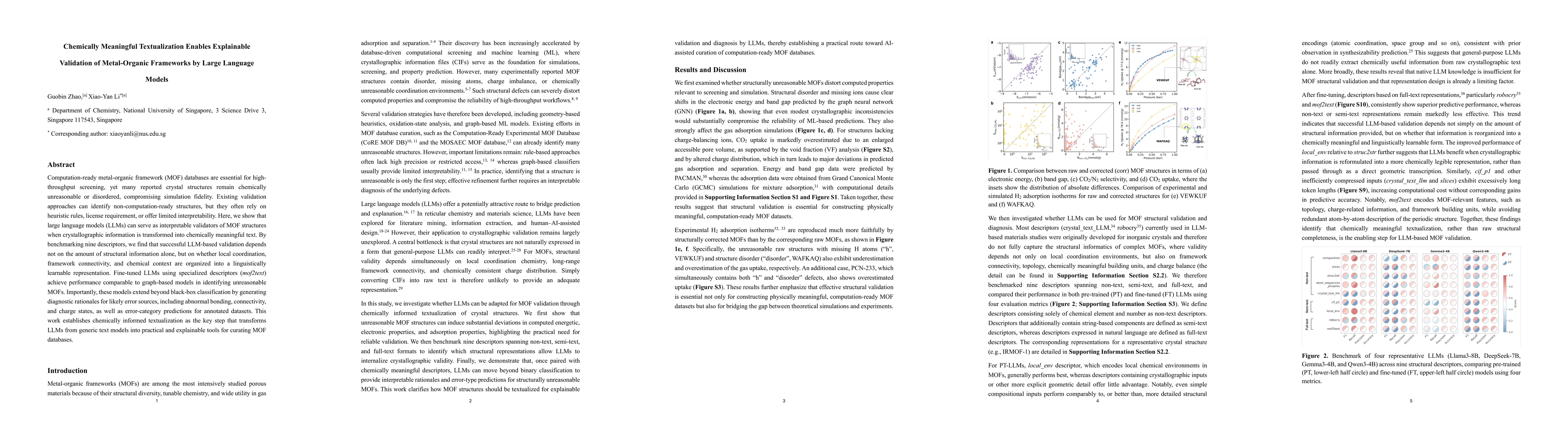 Thumbnail for Chemically Meaningful Textualization Enables Explainable Validation of Metal-Organic Frameworks by Large Language Models