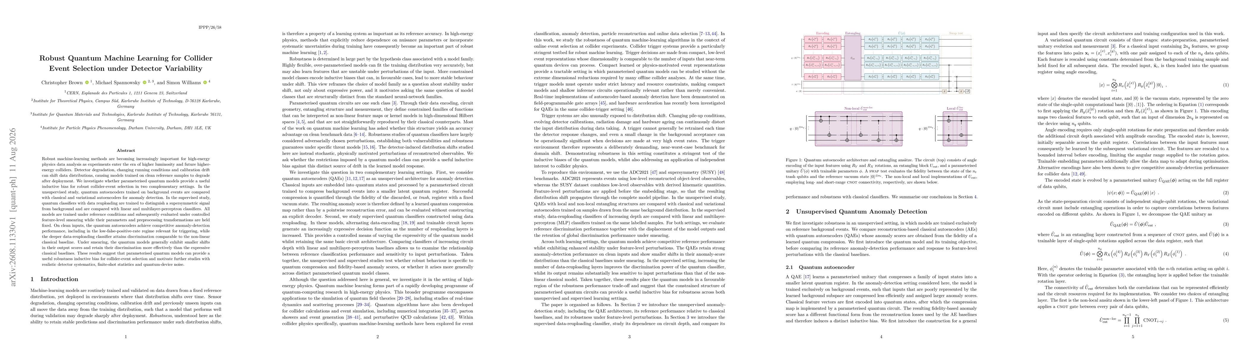 Thumbnail for Robust Quantum Machine Learning for Collider Event Selection under Detector Variability