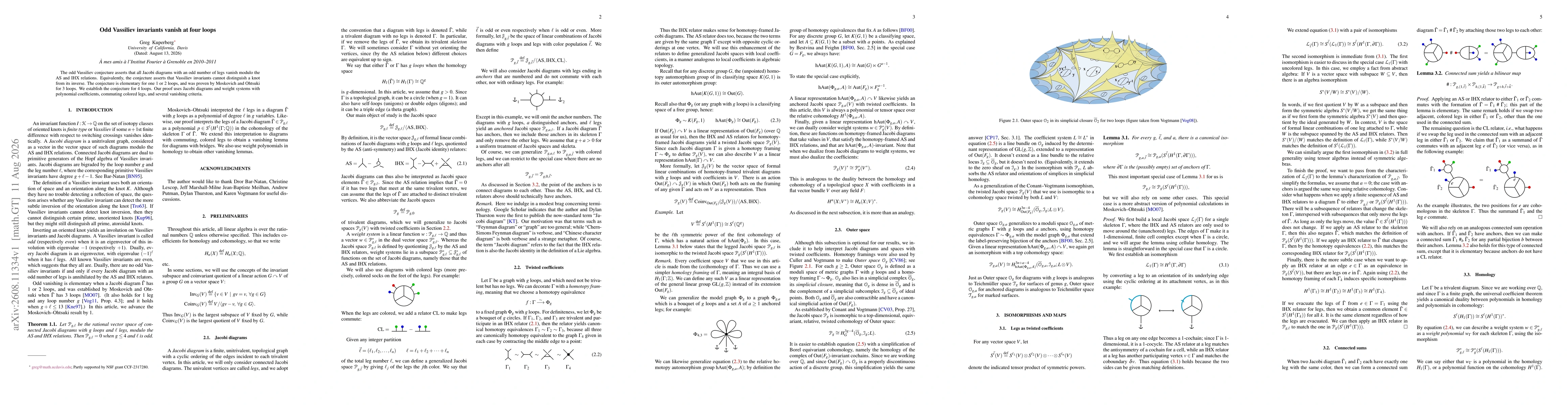 Thumbnail for Odd Vassiliev invariants vanish at four loops