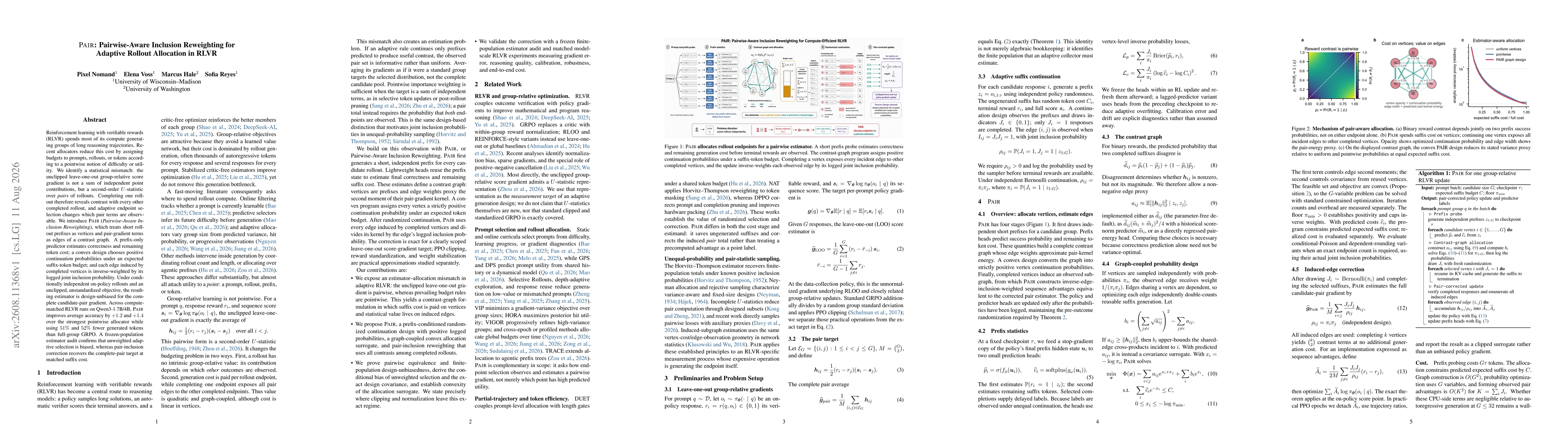 Thumbnail for PAIR: Pairwise-Aware Inclusion Reweighting for Adaptive Rollout Allocation in RLVR