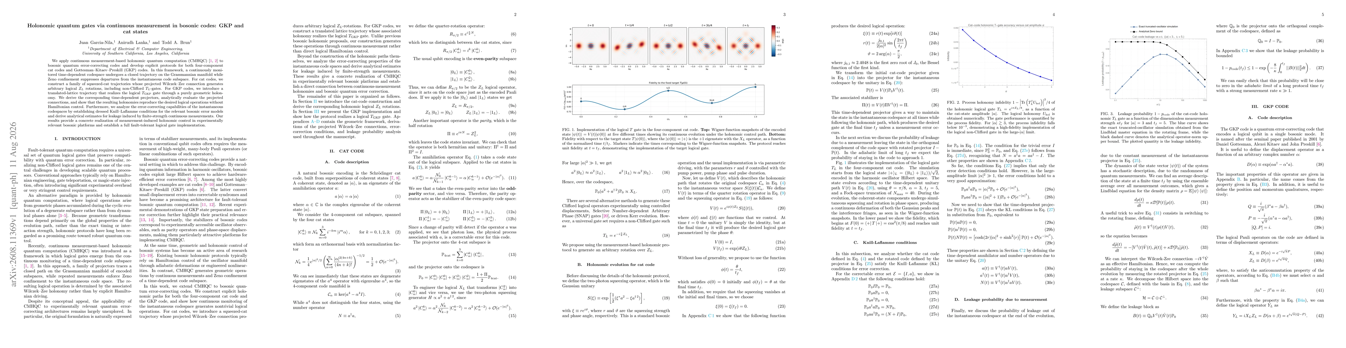 Thumbnail for Holonomic quantum gates via continuous measurement in bosonic codes: GKP and cat states