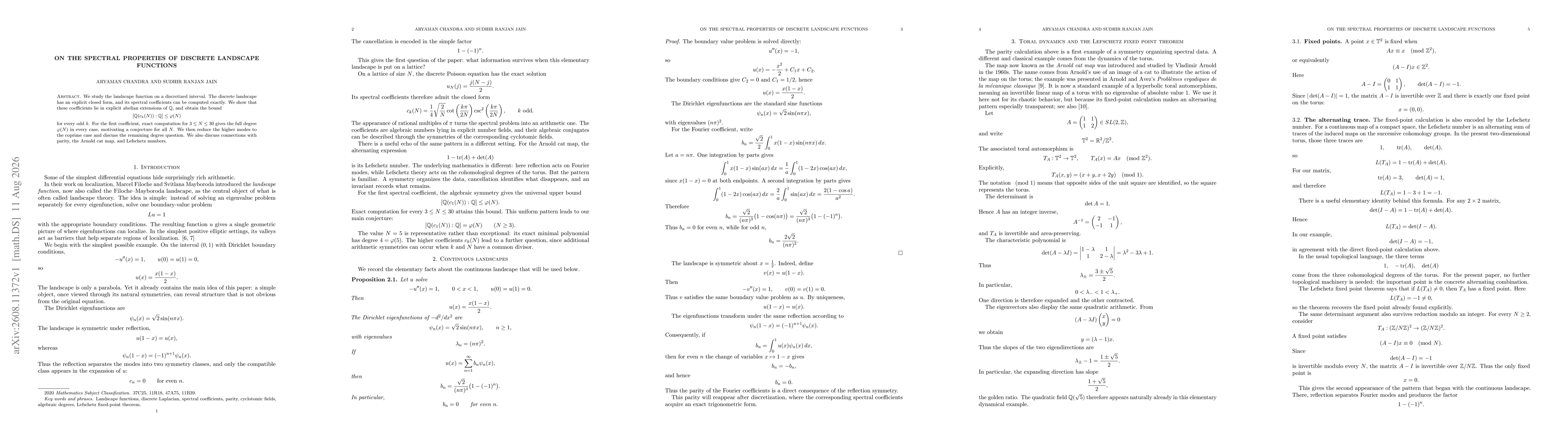Thumbnail for On The Spectral Properties of Discrete Landscape Functions