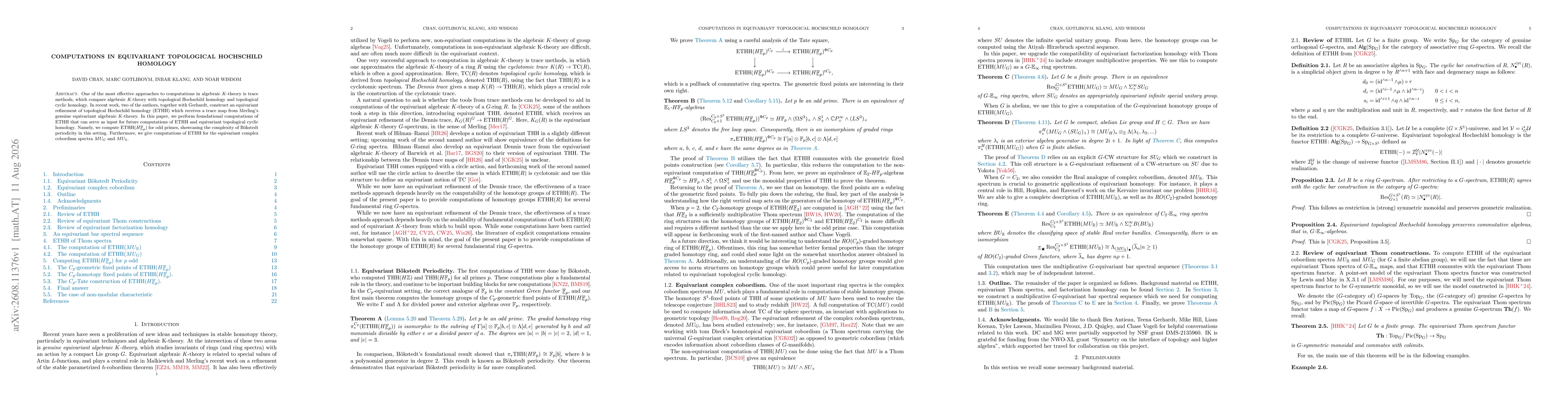 Thumbnail for Computations in Equivariant Topological Hochschild Homology