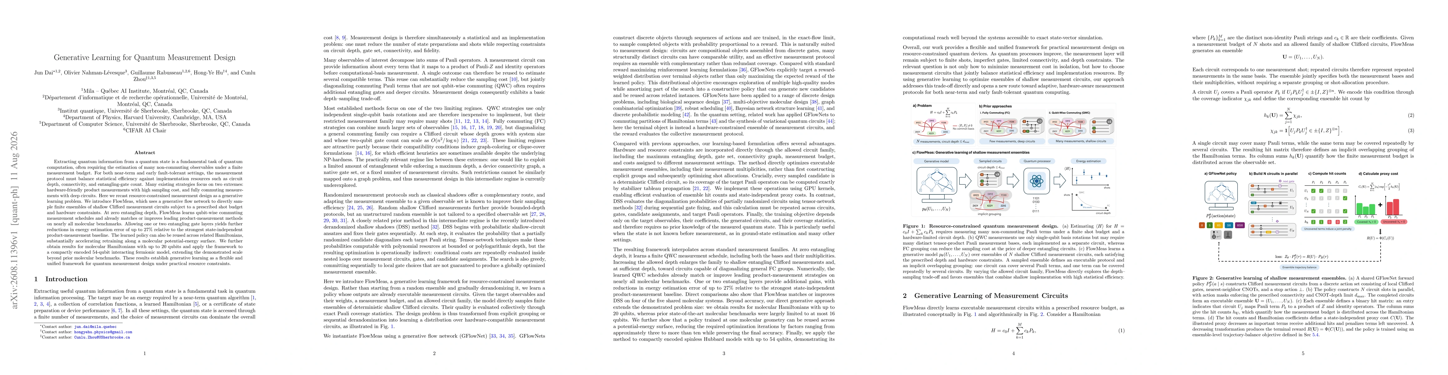 Thumbnail for Generative Learning for Quantum Measurement Design