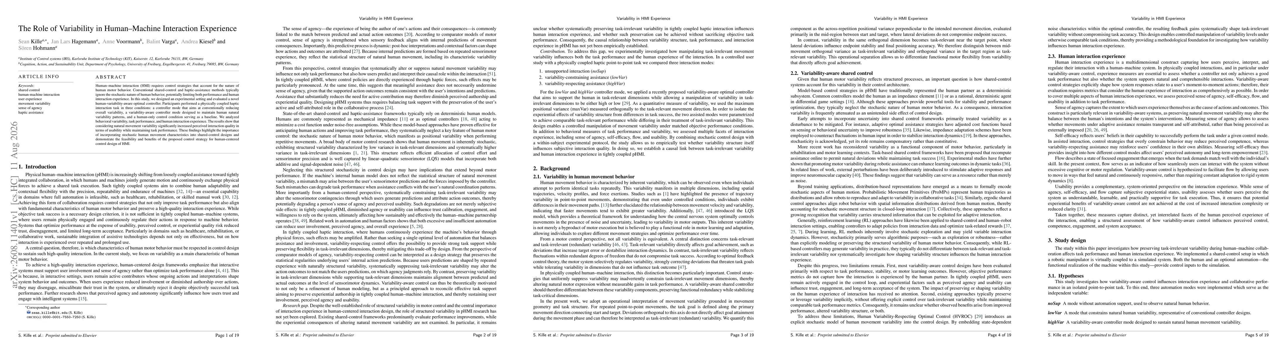 Thumbnail for The Role of Variability in Human-Machine Interaction Experience