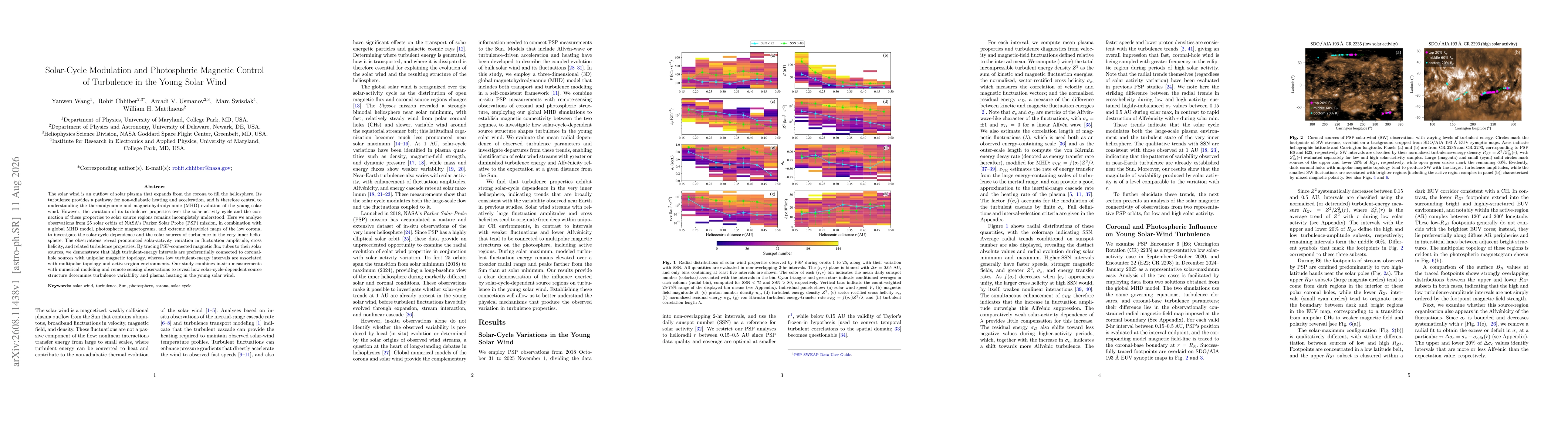 Thumbnail for Solar-Cycle Modulation and Photospheric Magnetic Control of Turbulence in the Young Solar Wind