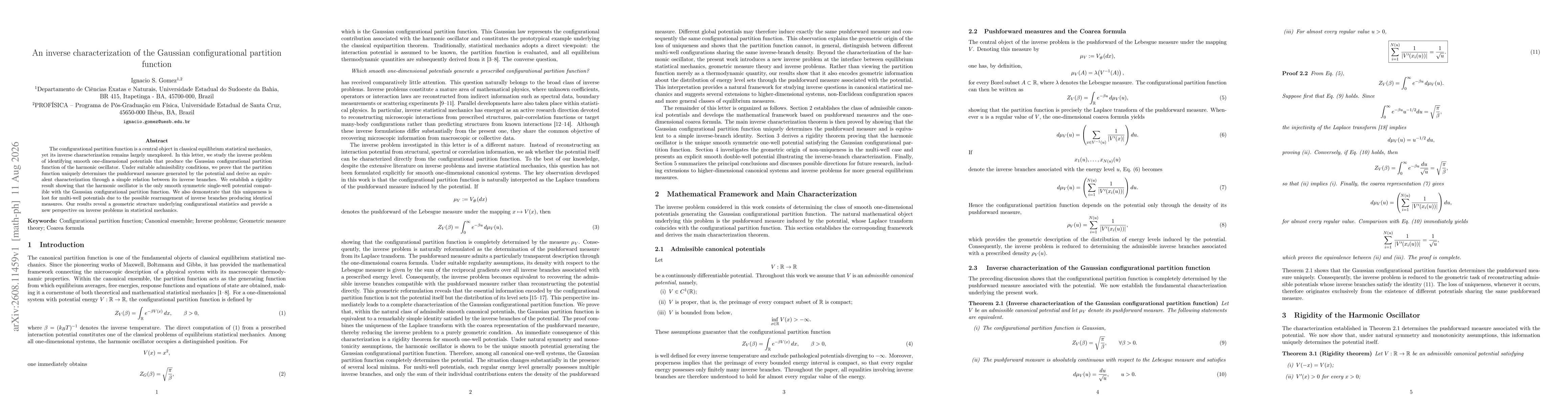Thumbnail for An inverse characterization of the Gaussian configurational partition function
