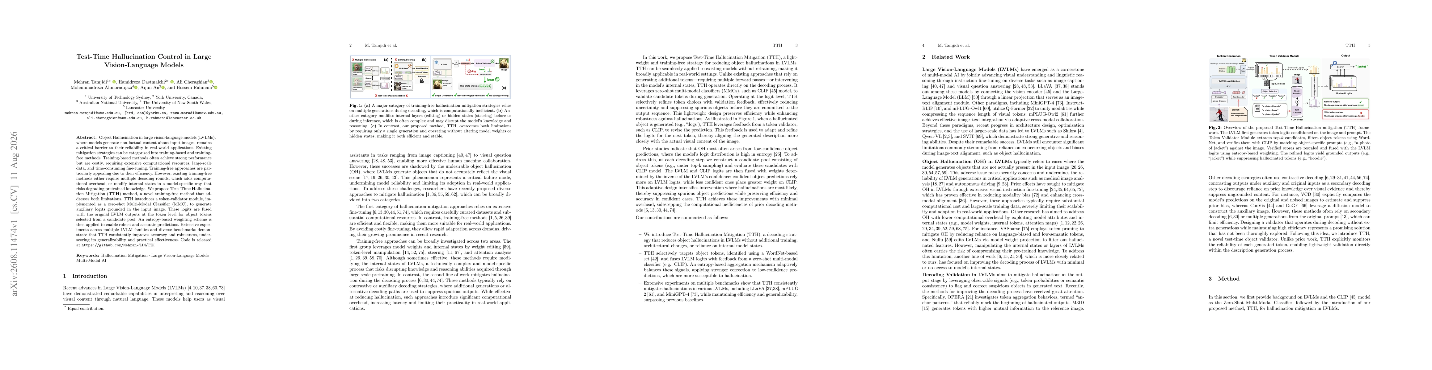 Thumbnail for Test-Time Hallucination Control in Large Vision-Language Models