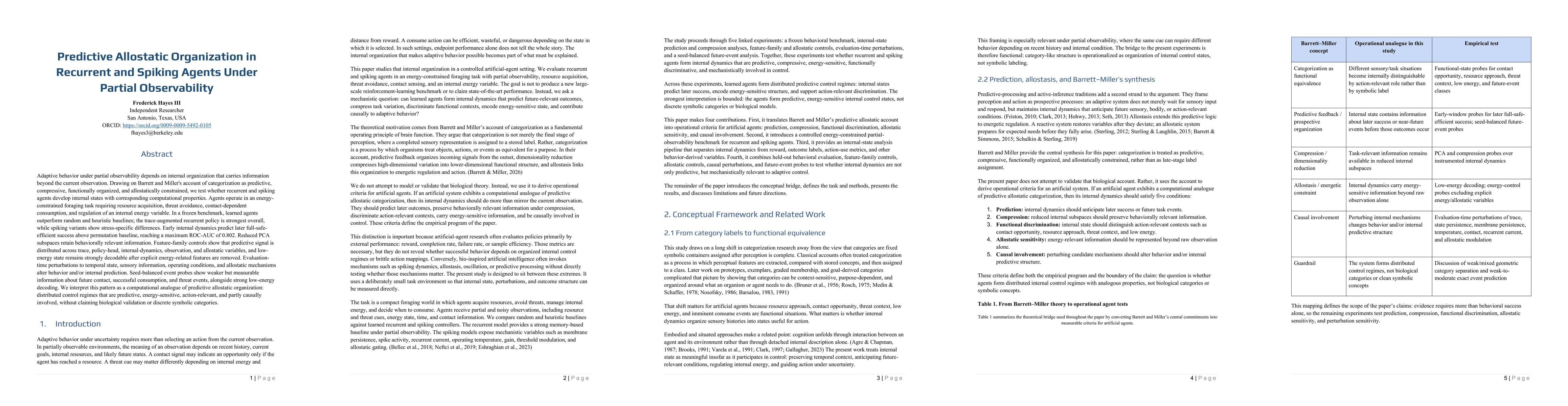 Thumbnail for Predictive Allostatic Organization in Recurrent and Spiking Agents Under Partial Observability