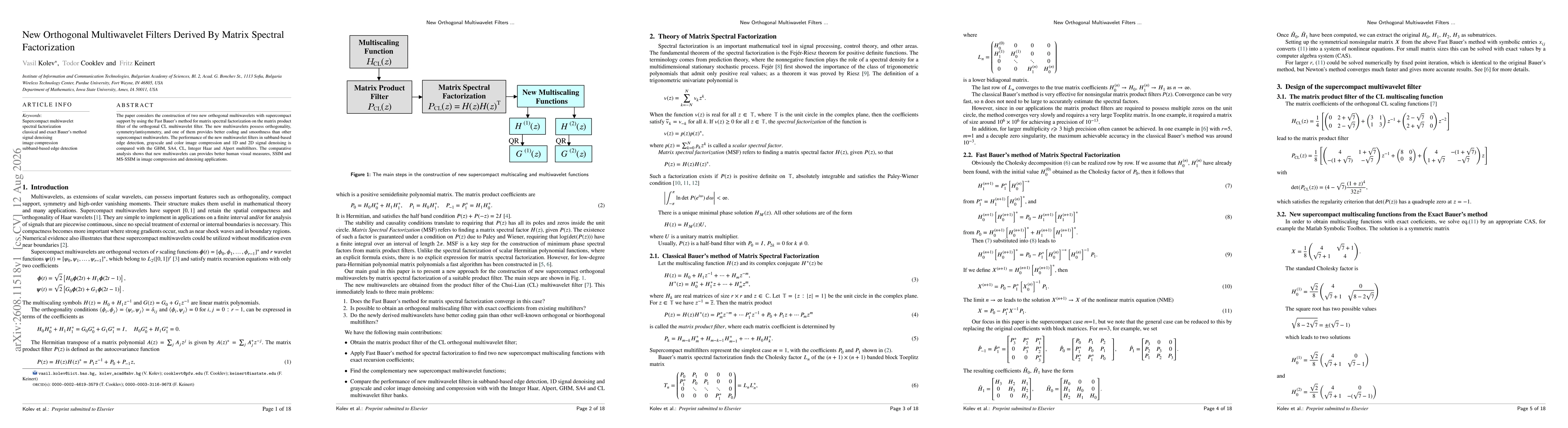 Thumbnail for New Orthogonal Multiwavelet Filters Derived by Matrix Spectral Factorization