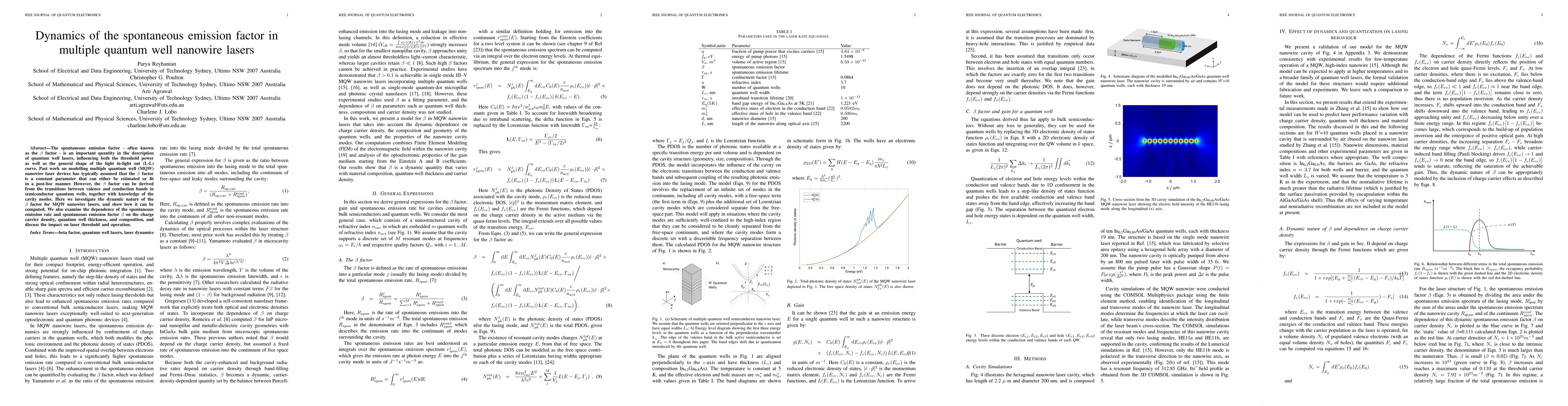 Thumbnail for Dynamics of the spontaneous emission factor in multiple quantum well nanowire lasers