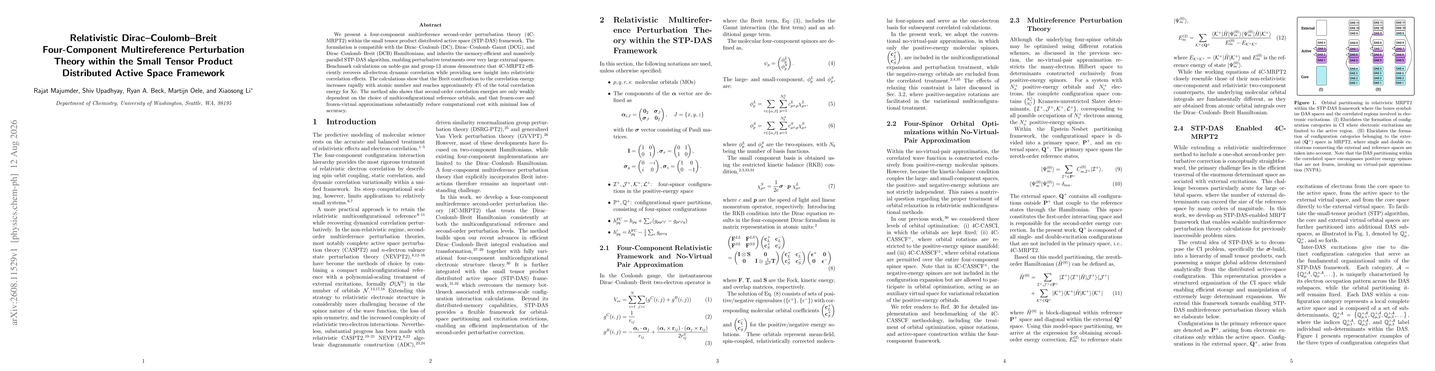 Thumbnail for Relativistic Dirac-Coulomb-Breit Four-Component Multireference Perturbation Theory within the Small Tensor Product Distributed Active Space Framework