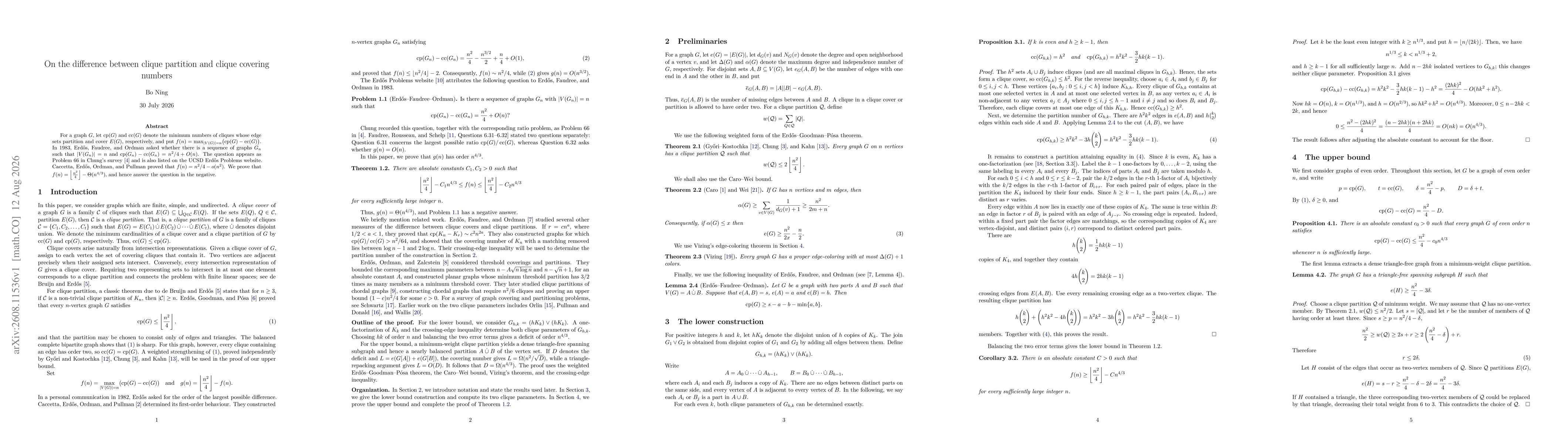 Thumbnail for On the difference between clique partition and clique covering numbers of graphs