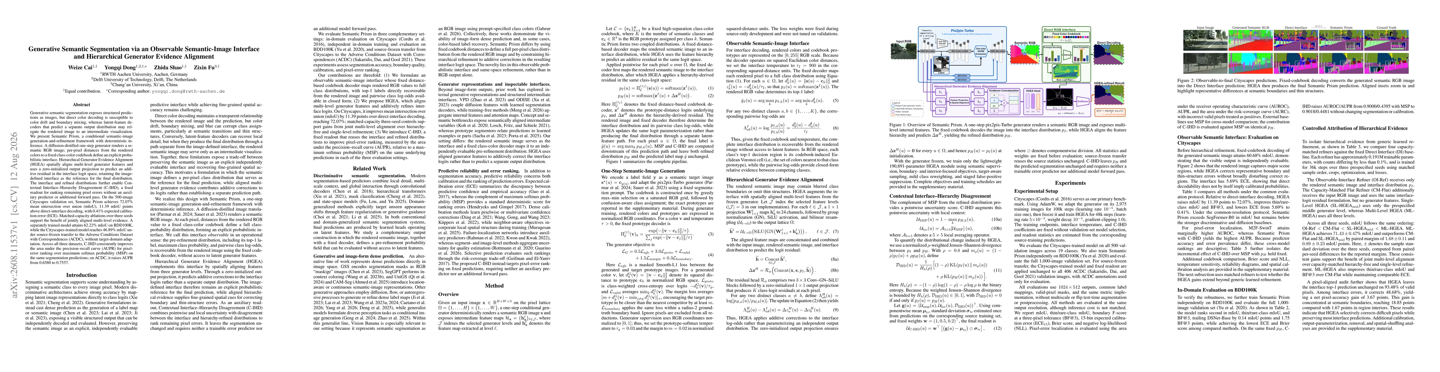 Thumbnail for Generative Semantic Segmentation via an Observable Semantic-Image Interface and Hierarchical Generator Evidence Alignment