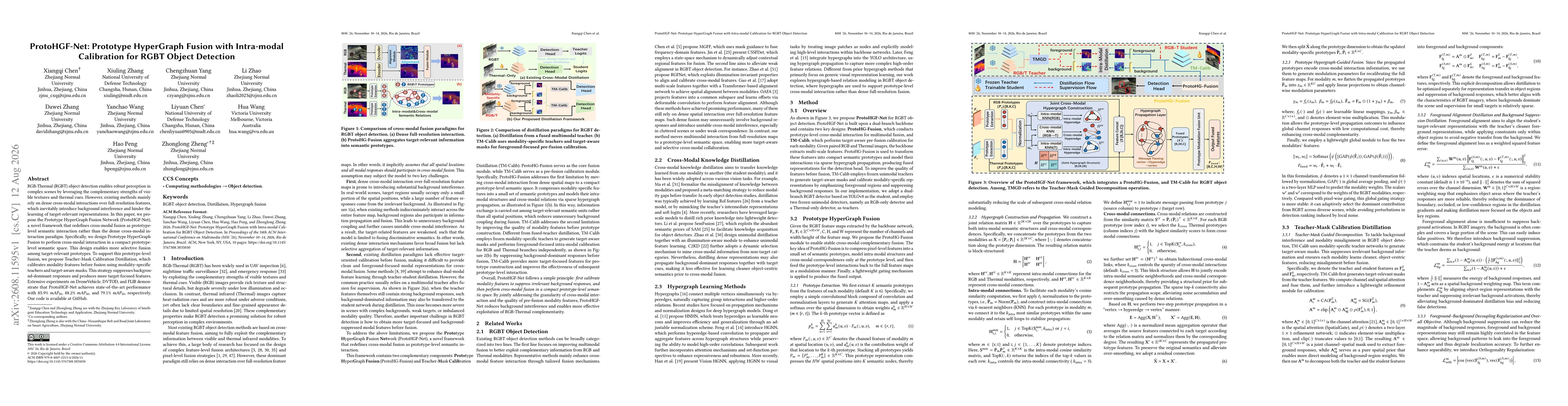 Thumbnail for ProtoHGF-Net: Prototype HyperGraph Fusion with Intra-modal Calibration for RGBT Object Detection