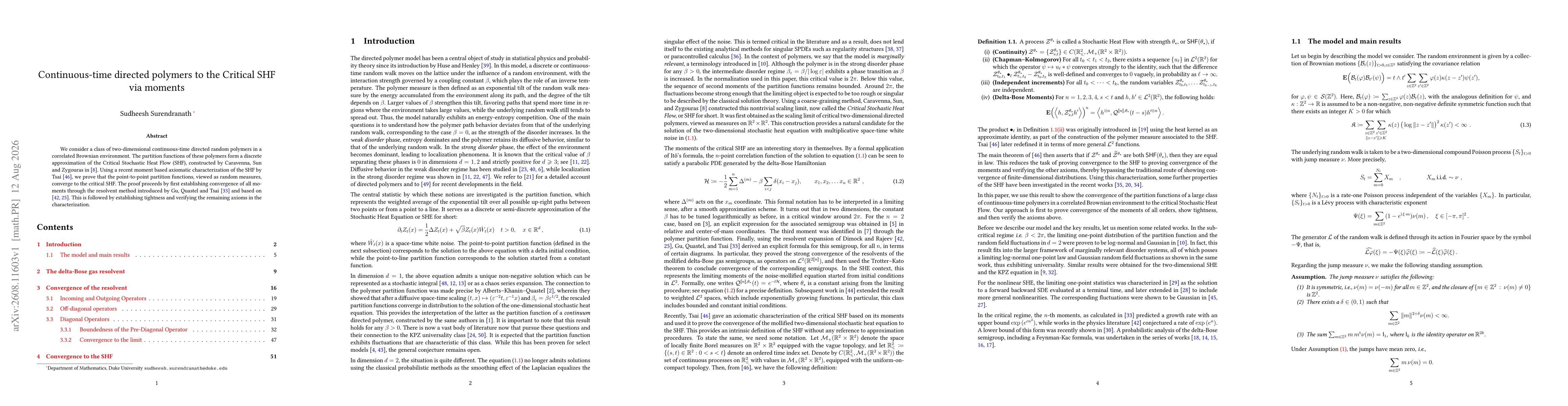 Thumbnail for Continuous-time directed polymers to the Critical SHF via moments