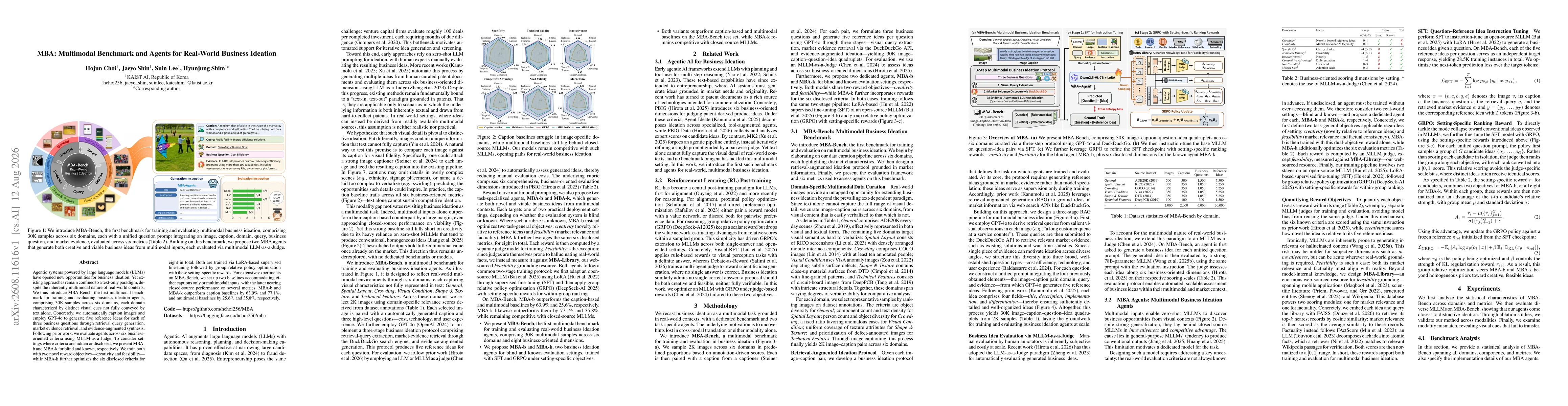 Thumbnail for MBA: Multimodal Benchmark and Agents for Real-World Business Ideation
