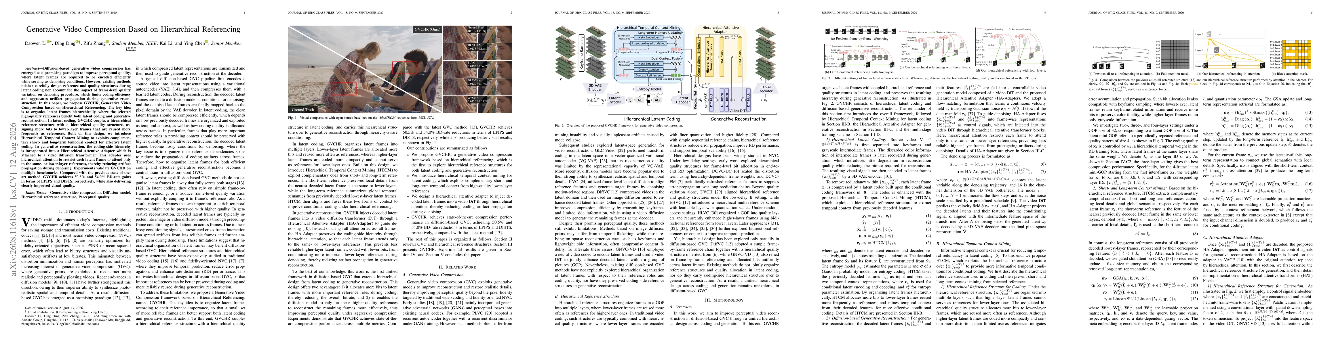 Thumbnail for Generative Video Compression Based on Hierarchical Referencing