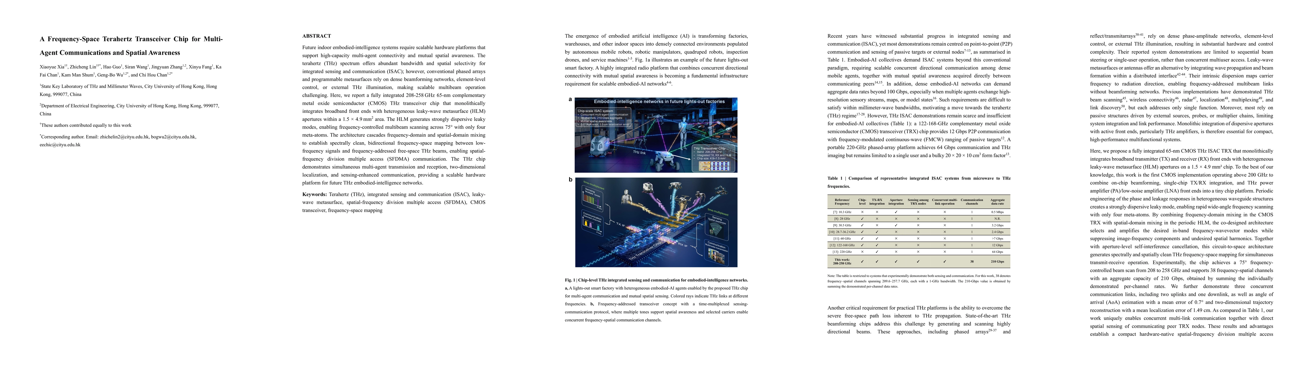 Thumbnail for A Frequency-Space Terahertz Transceiver Chip for Multi-Agent Communications and Spatial Awareness