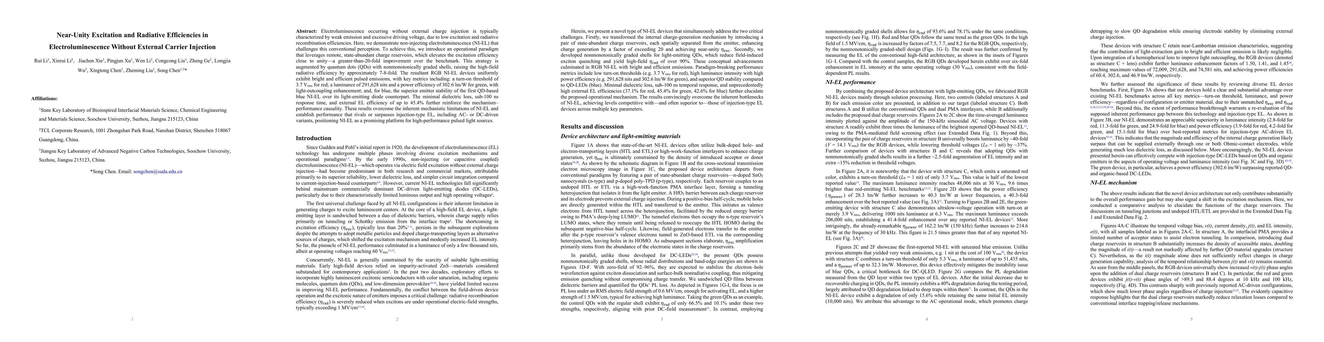 Thumbnail for Near-Unity Excitation and Radiative Efficiencies in Electroluminescence Without External Carrier Injection