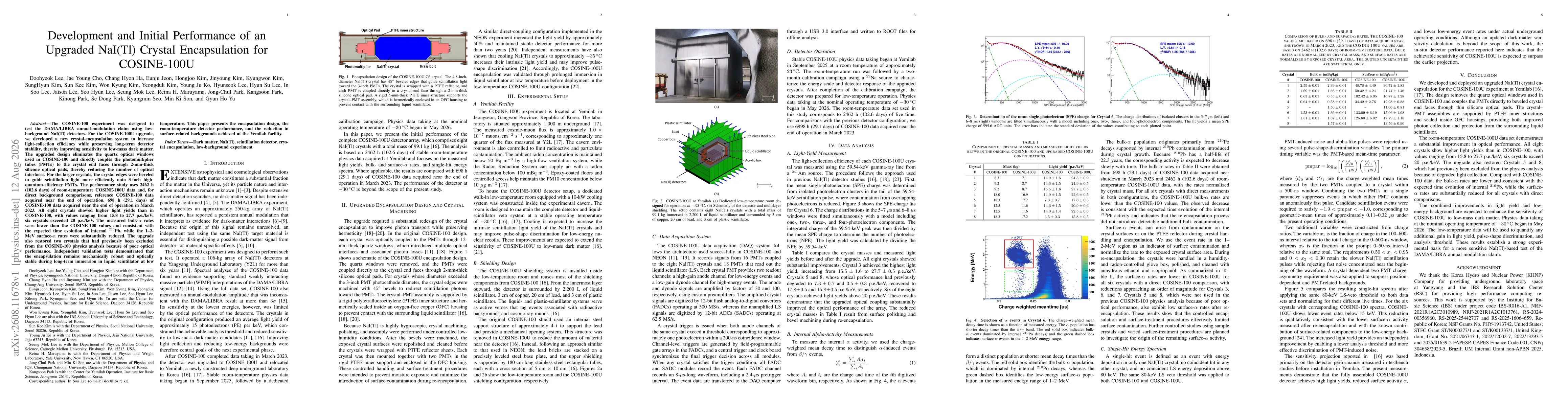 Thumbnail for Development and Initial Performance of an Upgraded NaI(Tl) Crystal Encapsulation for COSINE-100U