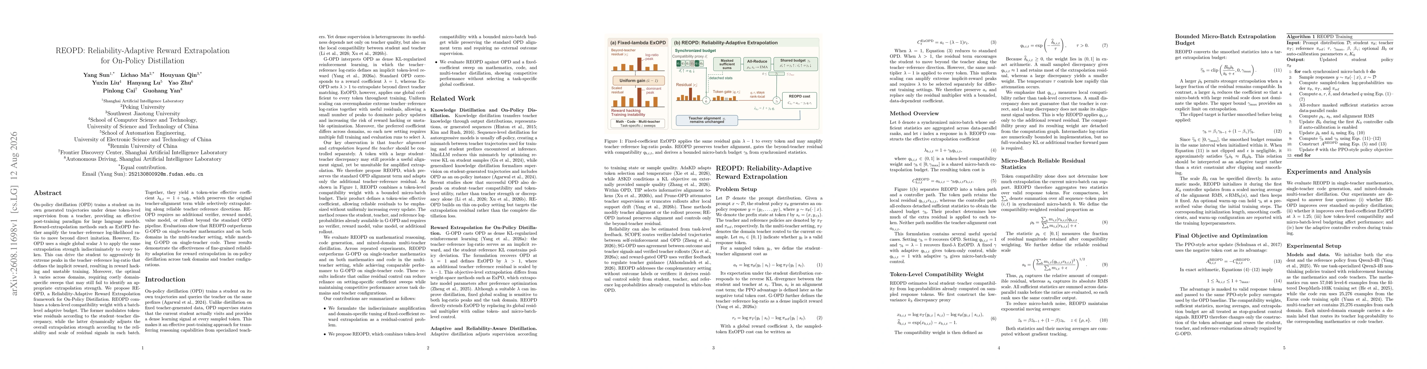 Thumbnail for REOPD: Reliability-Adaptive Reward Extrapolation for On-Policy Distillation