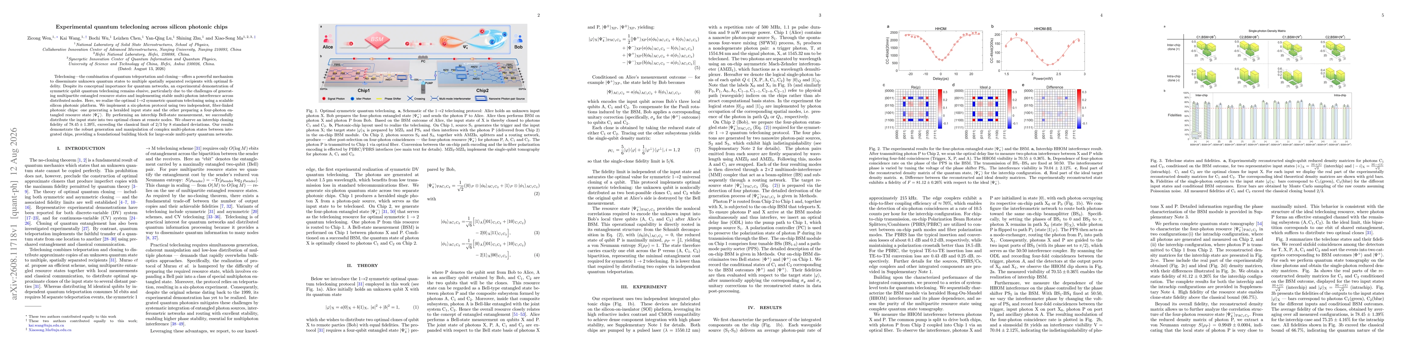 Thumbnail for Experimental quantum telecloning across silicon photonic chips