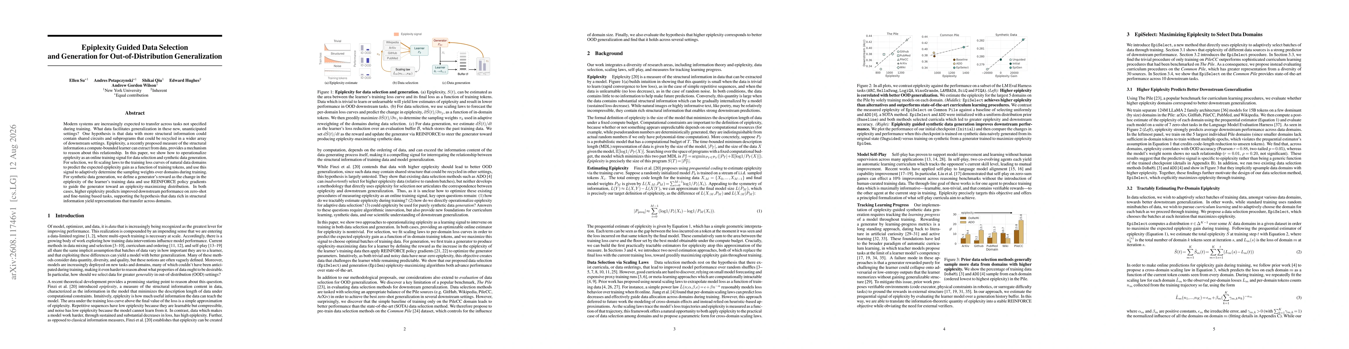 Thumbnail for Epiplexity Guided Data Selection and Generation for Out-of-Distribution Generalization