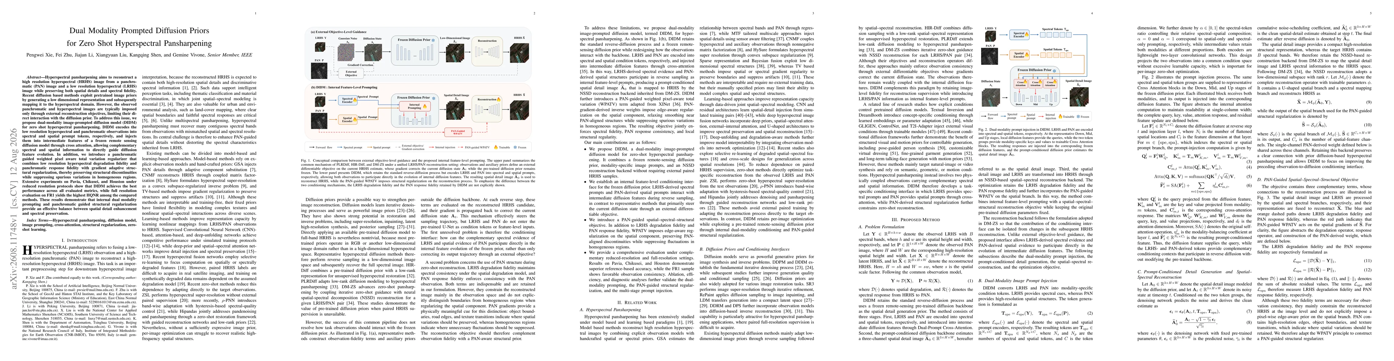 Thumbnail for Dual Modality Prompted Diffusion Priors for Zero Shot Hyperspectral Pansharpening