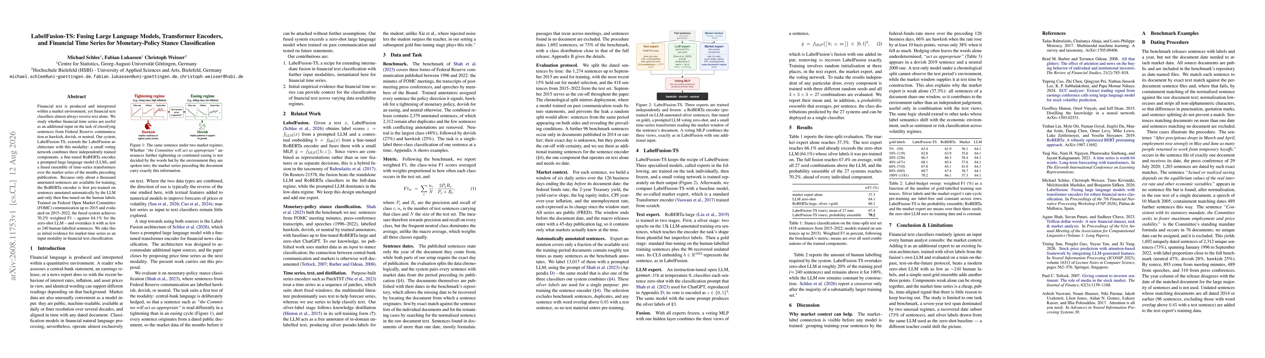 Thumbnail for LabelFusion-TS: Fusing Large Language Models, Transformer Encoders, and Financial Time Series for Monetary-Policy Stance Classification