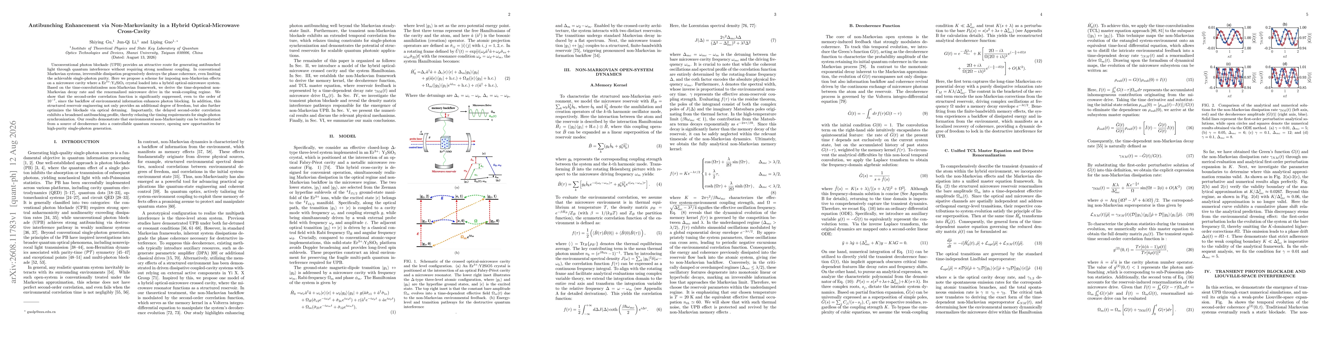 Thumbnail for Antibunching Enhancement via Non-Markovianity in a Hybrid Optical-Microwave Cross-Cavity