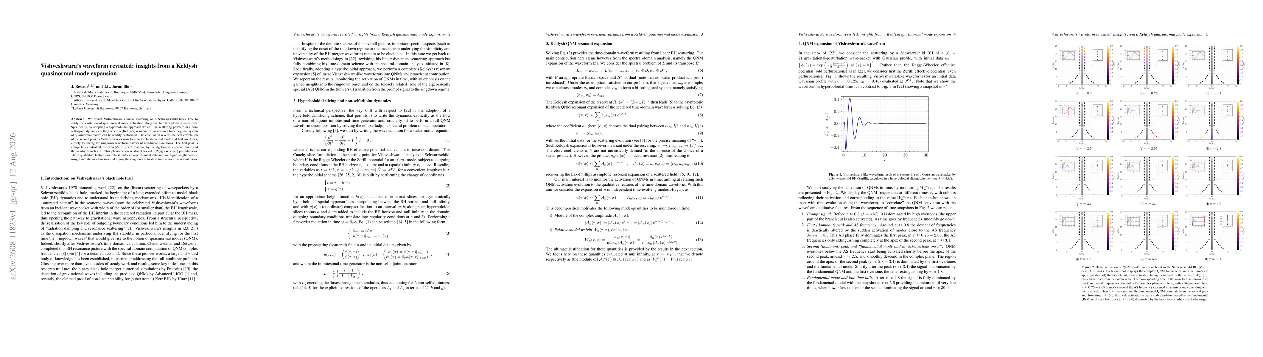 Thumbnail for Vishveshwara's waveform revisited: insights from a Keldysh quasinormal mode expansion