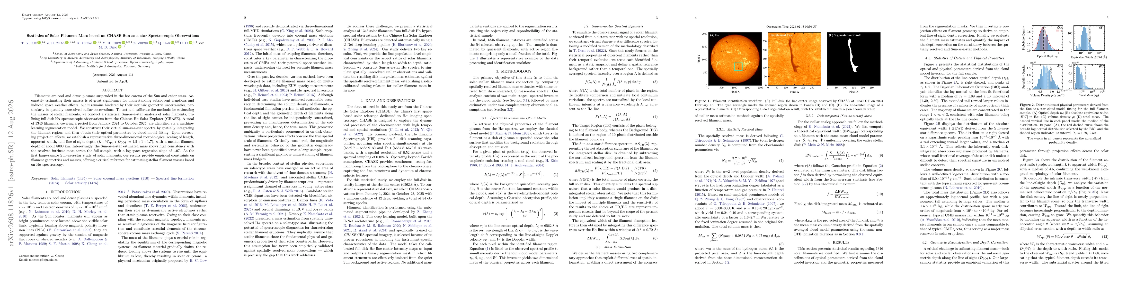 Thumbnail for Statistics of Solar Filament Mass based on CHASE Sun-as-a-star Spectroscopic Observations