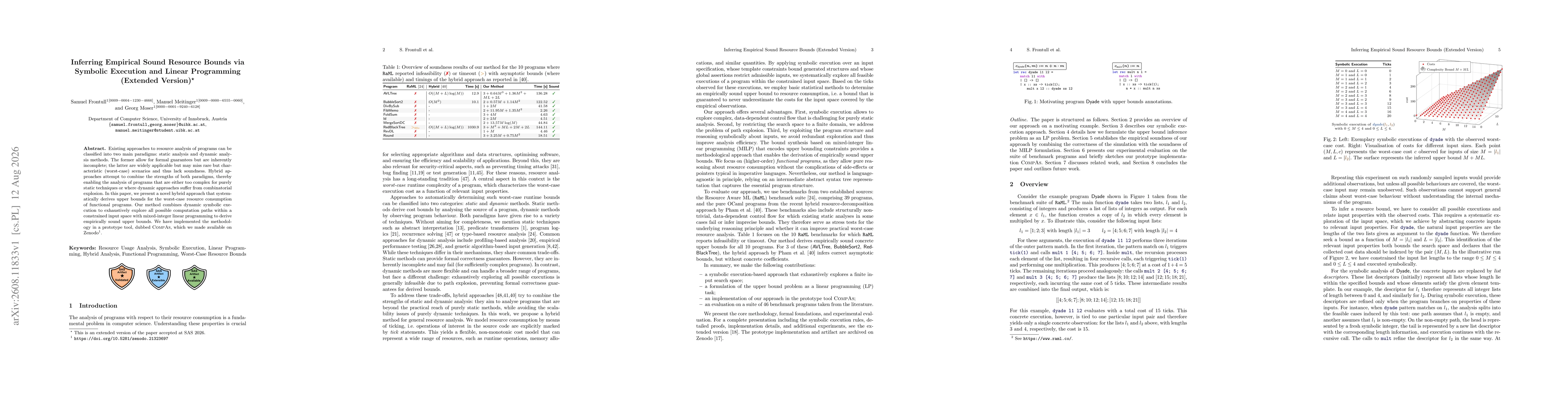 Thumbnail for Inferring Empirical Sound Resource Bounds via Symbolic Execution and Linear Programming (Extended Version)