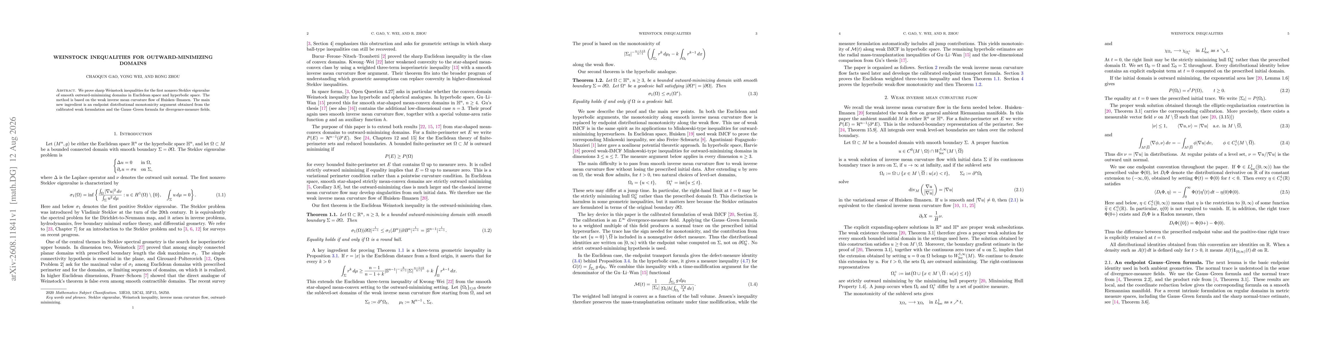 Thumbnail for Weinstock inequalities for outward-minimizing domains