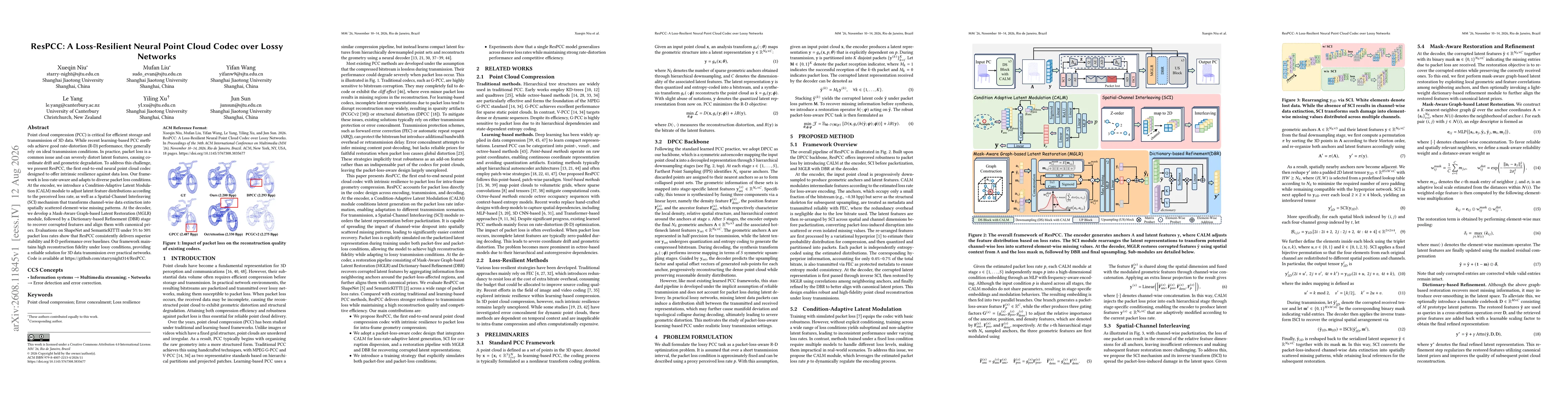 Thumbnail for ResPCC: A Loss-Resilient Neural Point Cloud Codec over Lossy Networks